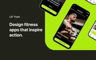 Lift Track fitness app UI kit mockup displayed on multiple iPhones with workout tracking screens — designed by Abdullah Al-Marweai