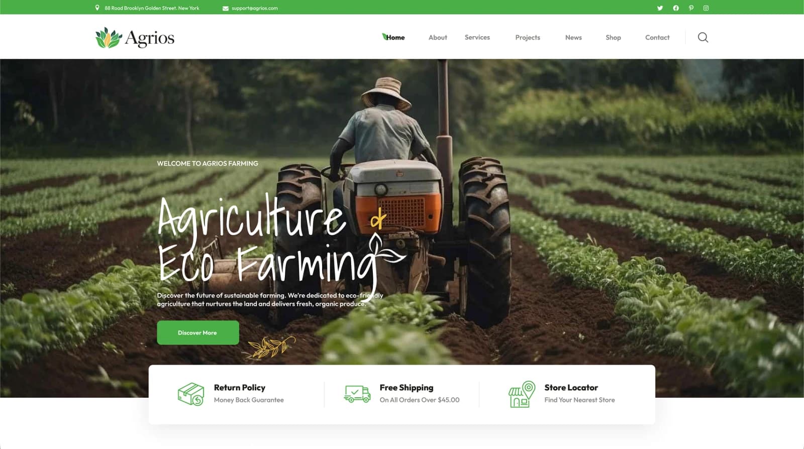 Header of Agrios website