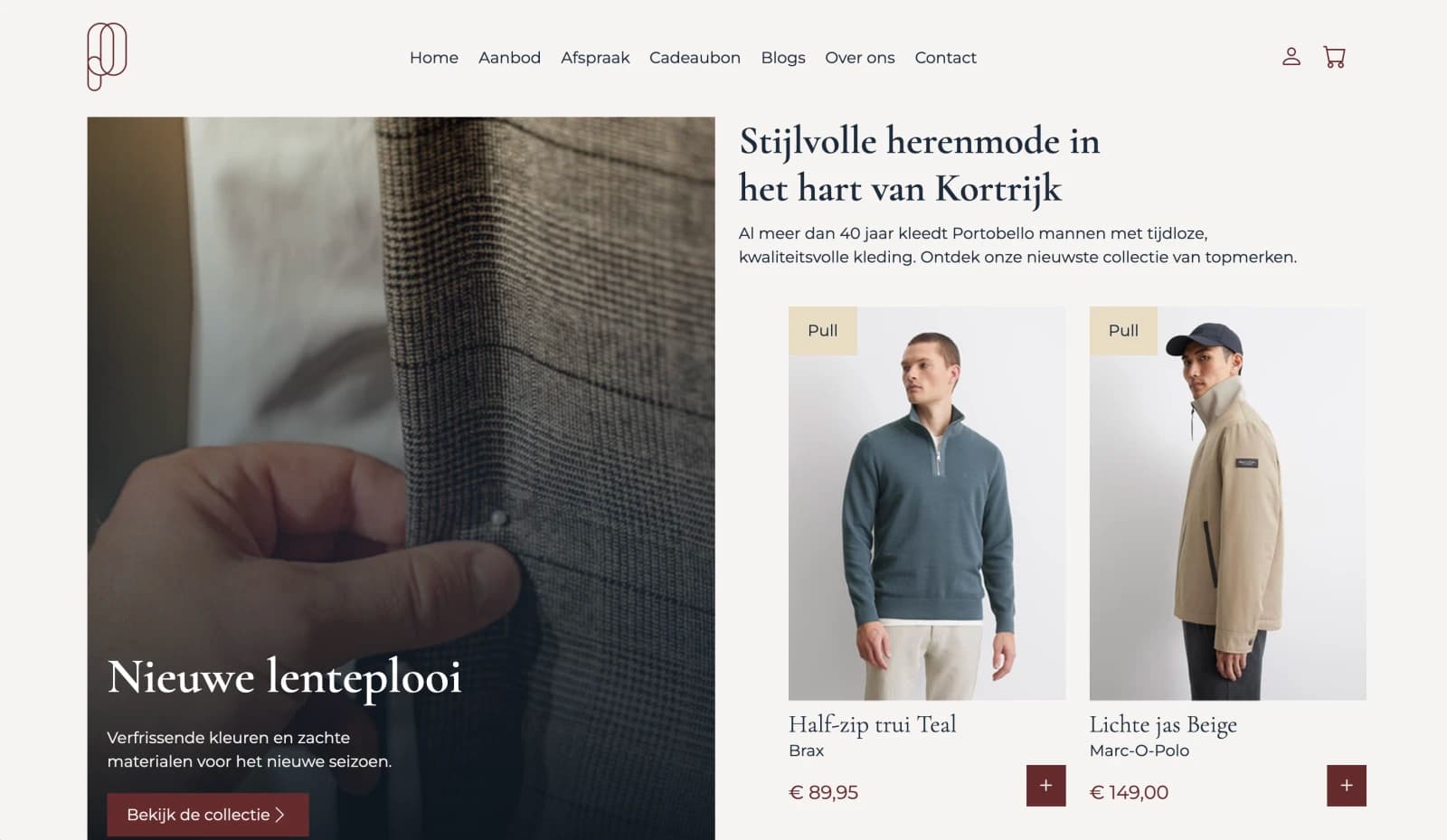 Screenshot of the home page of a school project for Portobello